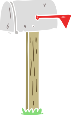 Bir insan tarafından çizilmiş düz renk çizgi film posta kutusu