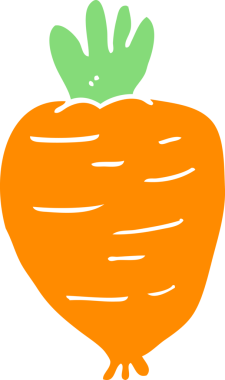 Bir insan tarafından çizilmiş düz renk kök sebzesi