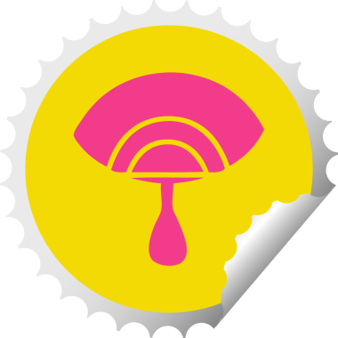 Bir insan tarafından çizilmiş ağlayan bir gözün dairesel soyma etiketi.