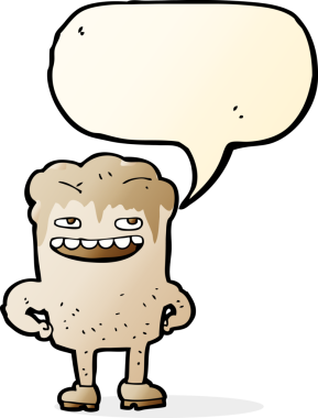 Bir insan tarafından çizilmiş, kötü dişli bir çizgi film.