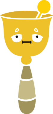 Bir insan tarafından çizilmiş okul çanının düz renkli retro karikatürü