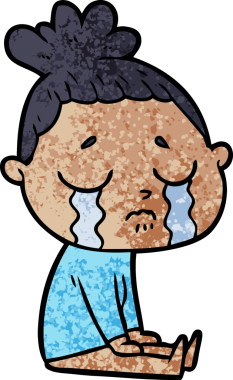 Bir insan tarafından çizilmiş ağlayan kadın çizgi filmi.