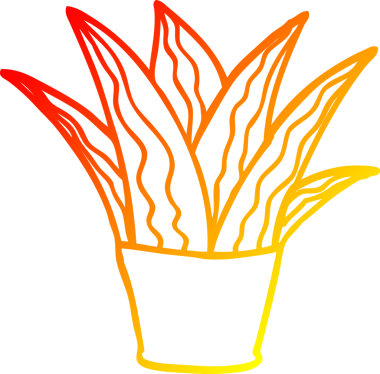 Bir insan tarafından çizilmiş karikatür ev bitkisinin sıcak çizgi çizimi