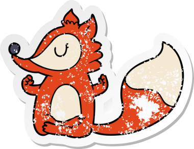 Bir insan tarafından çizilmiş bir tilki çizgi filminin sıkıntılı çıkartması.