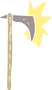 Bir insan tarafından çizilmiş keskin bir balta.