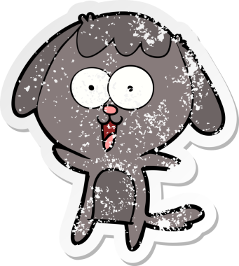 Bir insan tarafından çizilmiş şirin bir köpeğin sıkıntılı çıkartması.