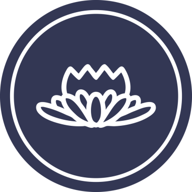 Bir insan tarafından çizilmiş nilüfer çiçeği dairesel simgesi