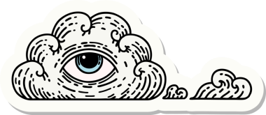 Her şeyi gören bir insan tarafından çizilmiş geleneksel bir dövme çıkartması.