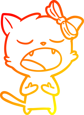 Bir insan tarafından miyavlanan çizgi film kedisinin sıcak çizgi çizimi