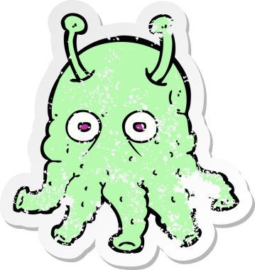 Bir insan tarafından çizilmiş uzaylı çizgi filminin gerilimli yapıştırması.