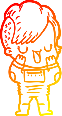 Hipster saç kesimi bir insan tarafından çizilmiş güzel bir çizgi film kızı çizimi.