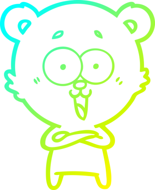 Bir insan tarafından çizilmiş gülen oyuncak ayı çizgi filmi.