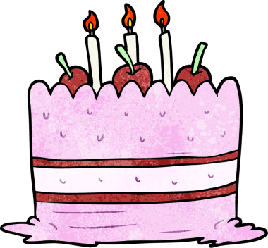 Bir insan tarafından çizilmiş doğum günü pastası.