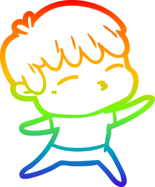 Gökkuşağı gradyanı çizimi Bir insan tarafından çizilmiş meraklı bir çocuk