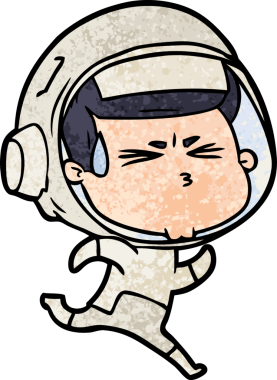 Çizgi film bir insan tarafından çizilmiş astronot.