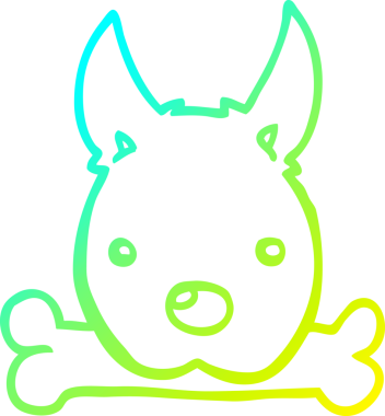 Bir insan tarafından çizilmiş kemikli çizgi film köpeği çizimi.