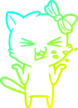 Bir insan tarafından çizilen çizgi film kedisinin soğuk gradyan çizgisi.