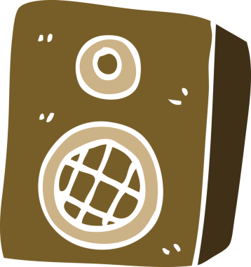 bir insan tarafından çizilmiş karikatür müzik hoparlörü.