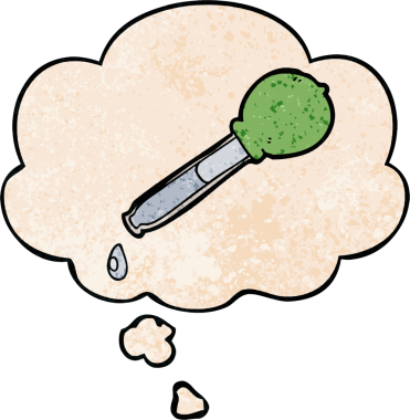 bir insan tarafından çizilmiş grunge desen biçiminde düşünce baloncuğu olan çizgi film pipeti