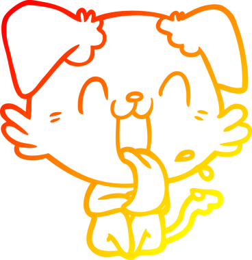 Bir insan tarafından çizilmiş çizgi film köpeğinin sıcak çizgi çizimi