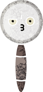 Bir insan tarafından çizilmiş bir büyüteçin retro çizim tarzı karikatürü