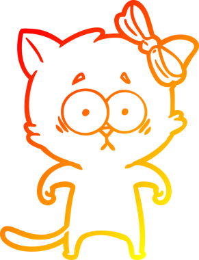 Bir insan tarafından çizilmiş çizgi film kedisinin sıcak çizgi çizimi