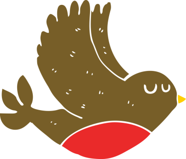 Bir insan tarafından çizilmiş düz renkli uçan kuş.