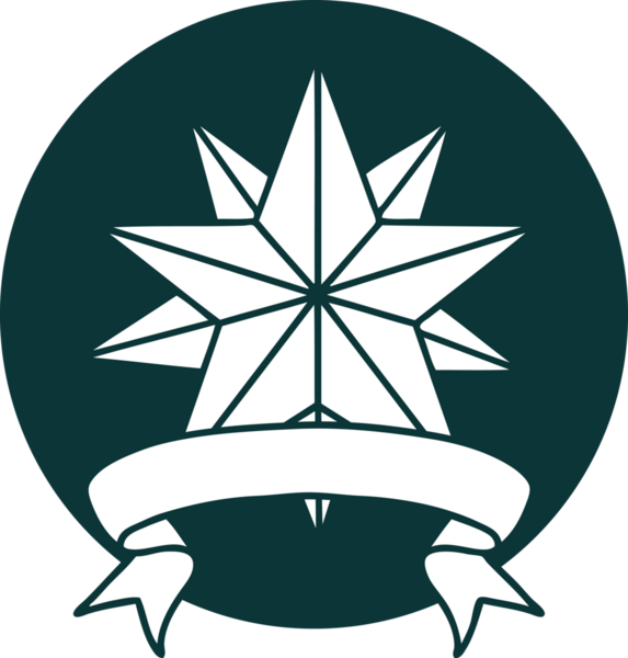 bir insan tarafından çizilmiş bir yıldızın pankartıyla dövme biçimi simgesi