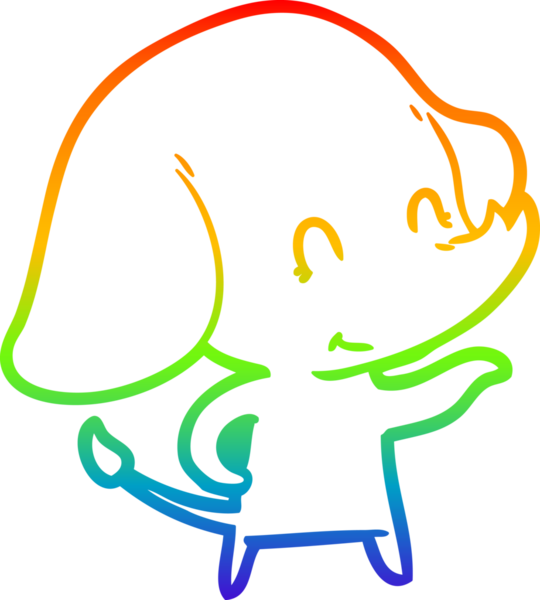 Gökkuşağı gradyan çizgisi bir insan tarafından çizilmiş şirin bir fil çizimi