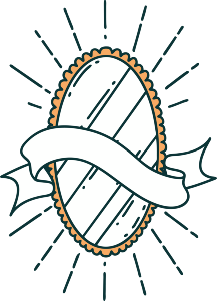 Bir insan tarafından çizilmiş dövme stili parlak aynalı parşömen.