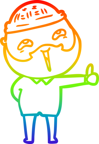 Bir insan tarafından çizilmiş mutlu sakallı bir adamın çizgi çizimi.