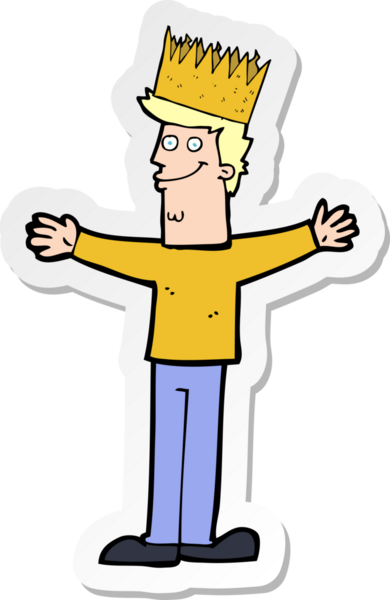 Bir insan tarafından çizilmiş taç giyen bir karikatürist çıkartması.