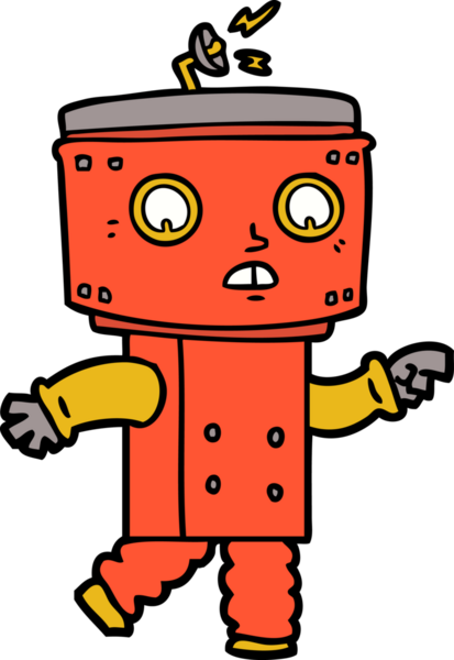 Bir insan tarafından çizilmiş çizgi film robotu