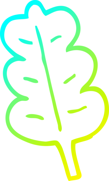 Bir insan tarafından çizilen meşe yaprağının soğuk gradyan çizgisi.