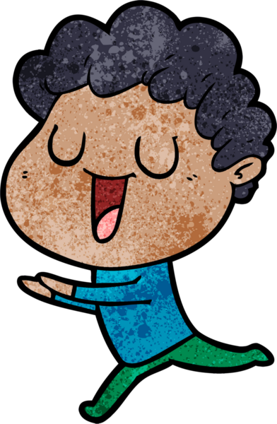 Bir insan tarafından çizilmiş gülen çizgi film adamı.