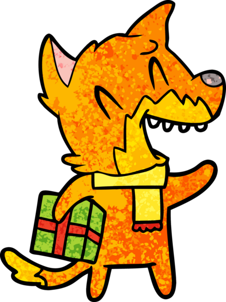 Bir insan tarafından çizilmiş tilki çizgi film karakteri.