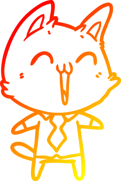 Bir insan tarafından çizilmiş mutlu çizgi film kedisinin sıcak çizgi çizgisi.