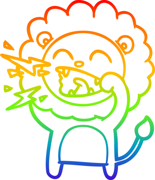 Gökkuşağı gradyan çizgi çizimi Bir insan tarafından çizilmiş kükreyen bir aslan