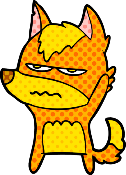 Bir insan tarafından çizilmiş tilki çizgi film karakteri