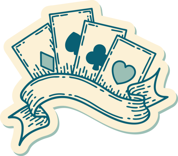 Geleneksel kart stili ve bir insan tarafından çizilmiş dövme çıkartması.