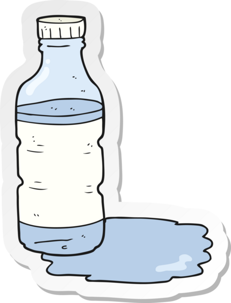 Bir insan tarafından çizilmiş karikatür su şişesinin etiketi.