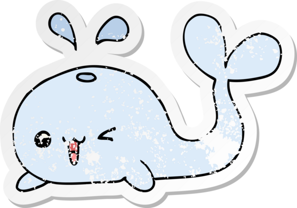 Bir insan tarafından çizilmiş karikatür balinasının sıkıntılı çıkartması.