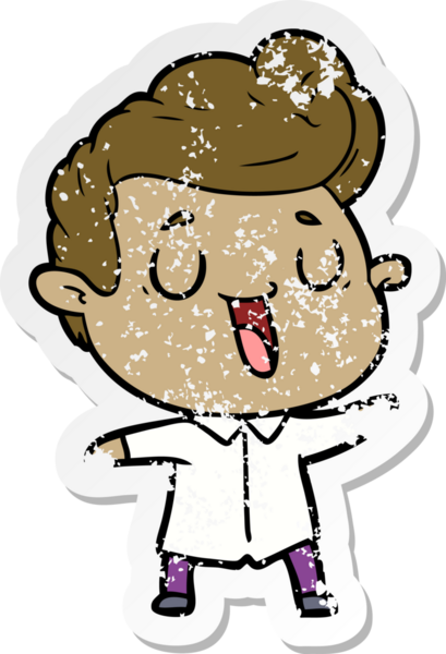 Bir insan tarafından çizilmiş mutlu bir çizgi film karakterinin sıkıntılı çıkartması.