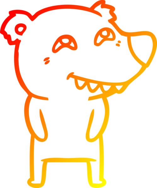 Bir insan tarafından çizilmiş dişleri gösteren bir kutup ayısının sıcak çizgi çizimi