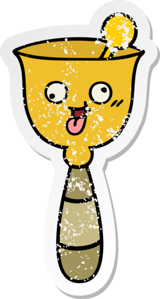 Bir insan tarafından çizilmiş şirin bir okul çanının sıkıntılı çıkartması.