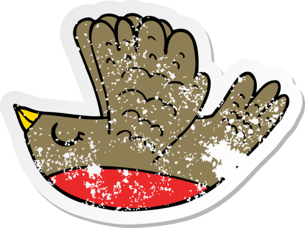 Bir insan tarafından çizilmiş uçan bir karikatür çıkartması.