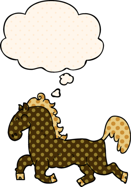 Çizgi roman tarzında bir insan tarafından çizilmiş düşünce kabarcığı olan çizgi film aygırı.