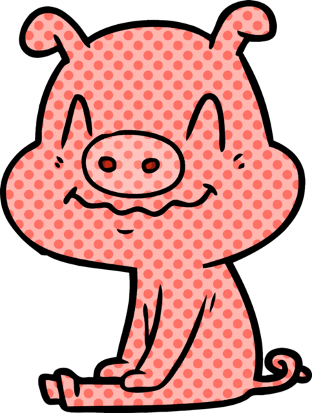 Bir insan tarafından çizilmiş sinirli çizgi film domuzu.