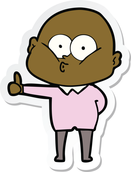 Bir insan tarafından çizilmiş kel bir adamın çıkartması.