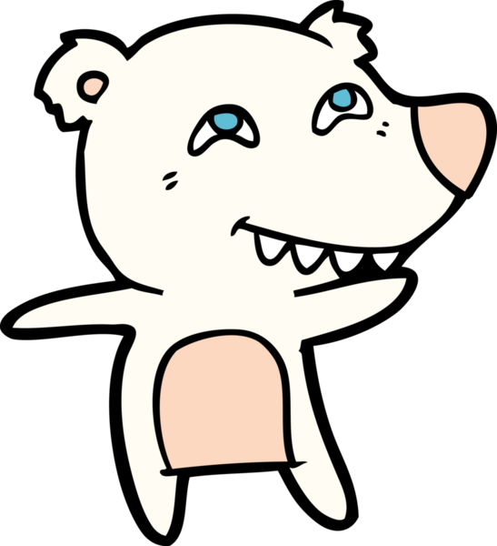 Karikatür kutup ayısı bir insan tarafından çizilmiş dişleri gösteriyor